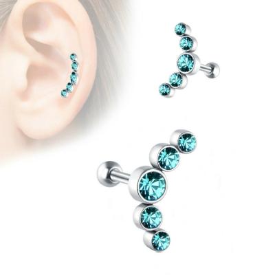 China High Quality Non-fading And Gold Plated New Color Hypoallergenic Zircon Earrings Hypoallergenic Bone Studs Piercing Stainless Steel Couples Earrings Body Jewelry for sale