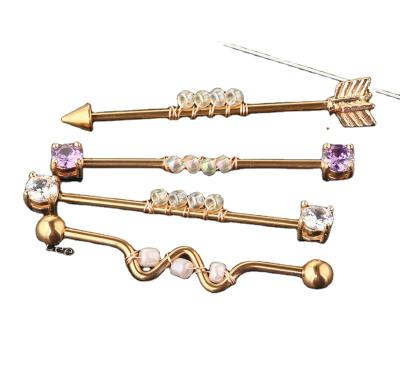 China Amazon High Quality Piercing Jewelry Set Long Rod Ear Bone Nail Stainless Cross Bridge Ear Stud Steel Industrial Bone Nail for sale