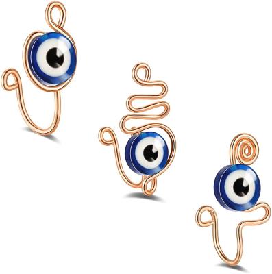 China Prevent Blue Eyes Allergy 3 Pieces Nose Cuff Set Nose Clip High Quality Stainless Steel Fashionable Indian Nose Clip for sale