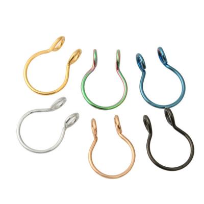 China High Quality Hypoallergenic Gold Plated Open Ring Non-porous Anti-allergic Non-porous Nose Clip Color Nose Piercing Jewelry for sale