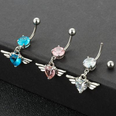 China Angel Wings Navel Heart Shaped Jewelry Nail Piercing New High Quality Fake Stone Titanium Steel Love Jewelry for sale