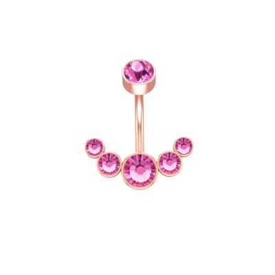 China Environmental Friendly Pink Single Diamond Navel Nail Anchor Shape Navel Nail Customized For Fashion Girl Gift for sale