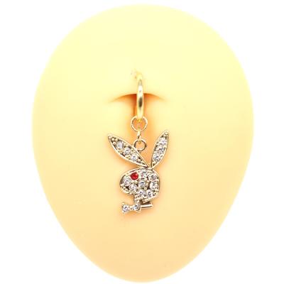 China Cute Wholesale Red Gems Rabbit F Gold Clip Forever On Titanium Belly Button Jewelry Piercing for sale