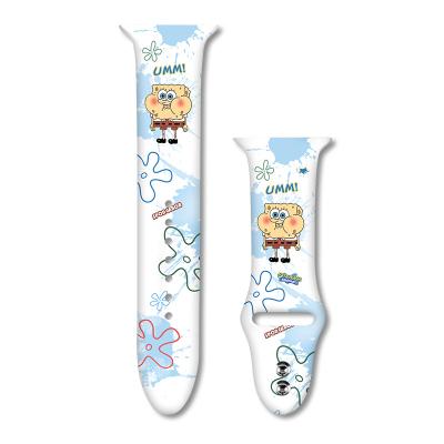 China Cute Fanshion Apple Watch Strap spongebob applewatch6 5 Bands 4 3 2 1 Silicone Watch Bands For Fashion Girls for sale