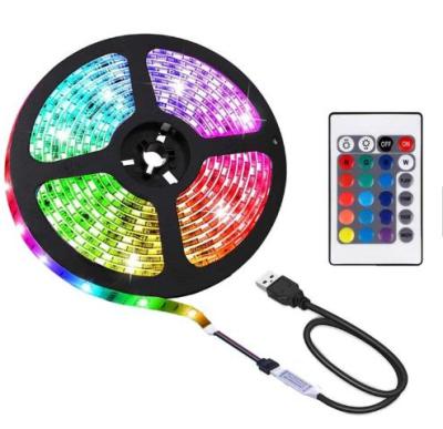 China LANDSCAPE DC 5V USB 2M 60LED 5050 SMD RGB Light Strip Set LED Strip Kit with 24key Remote Controller Adapter for sale