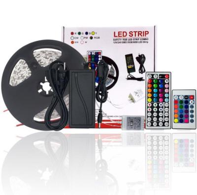 China DC12V/24V 5M 300LED SMD5050 RGB LANDSCAPE light strip set LED strip with 24key adapter remote control for sale