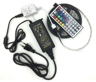 China DC12V/24V 5M 300LED SMD5050 RGB LANDSCAPE light strip set LED strip with 24key adapter remote control for sale