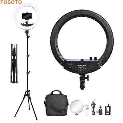 China Good Quality Bicolor Led Light Make Up 30W Dimmable 3200K-5600K LED Ring Light With Mirror For Photography for sale