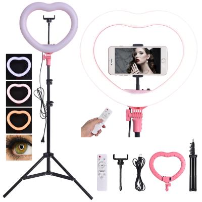 China Farther ABS Heart Ring Light 13inch 32W 3200-5600K Dimmable With 1.6m Light Stand for sale