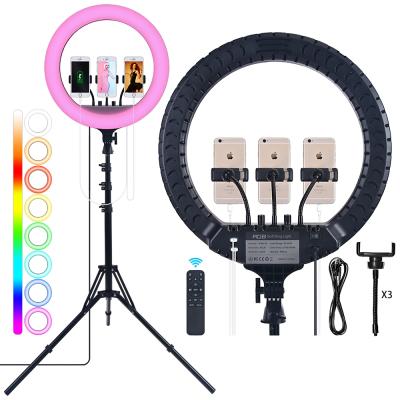 China Low Price Photography 55w Dimmable 2700-6500K RGB Ring Light 18 Inch RGB Ring Light For Live Stream, Makeup RL-18RGB for sale