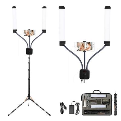 China Russia FOSOTO Photography Studio Video Camera Plastic Double Free Shipping Makeup LED Ring Arms Light Up With Tripod Stand for sale