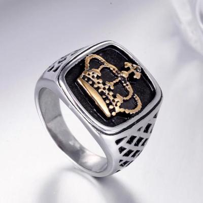 China TRENDY Crown Logo Man Rings Ring Punk Style Jewelry Retro Fashion Stainless Steel Jewelry for sale