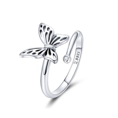 China New Cheap Butterfly Custom Made Romantic Ring To Act The Role of 925 Sterling Silver Opening Ring Female Wholesale for sale