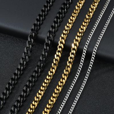 China Europe and America Gold Silver Stainless Steel Jewelry Cuban Link Chain Black Plated Initial Necklace for Women Men for sale