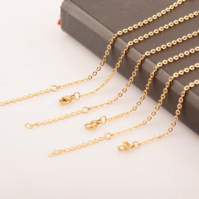 China TRENDY Ladies Fine Chain Gold Plated 1.5/2/2.5/3.2mm Stainless Steel Jewelry Cross Chain O-Chain Necklace With Pendant for sale