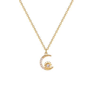 China Wholesale Environmental Friendly Korea Star And Moon 18k Gold Jewelry Stainless Steel Necklace Pendant Charms For Jewelry Making for sale