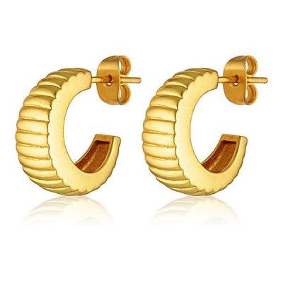 China Romantic Fashion Personality INS Earrings 18k Gold Plated Stainless Steel Jewelry Gold Jewelry C-Shaped Earrings for sale