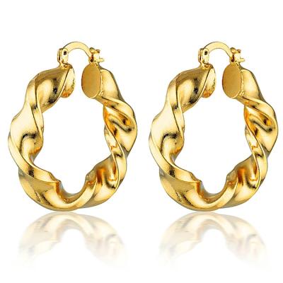 China FASHIONABLE custom spiral 18k gold plated earrings and silver jewelry stainless steel twisted circle earrings for ladies for sale