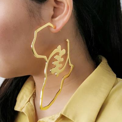 China Hot Selling FASHIONABLE Over Classy Cavity Padlock Earrings Gold Silver Exaggerated Stainless Steel Jewelry For Women for sale