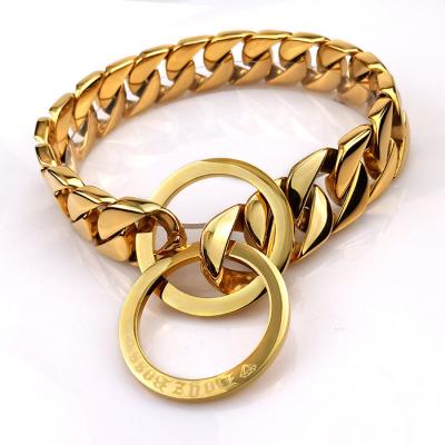 China Personalized Custom Wholesale 18k Gold Plated Dog Training Collar Dog Arms Stainless Steel Pet Supplies for sale