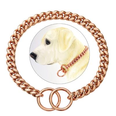 China Wholesale Custom 18K Gold Dog Collar 10MM Cuban Link Chain Stainless Steel Metal Pet Chain Collars For Dog Training Collar for sale