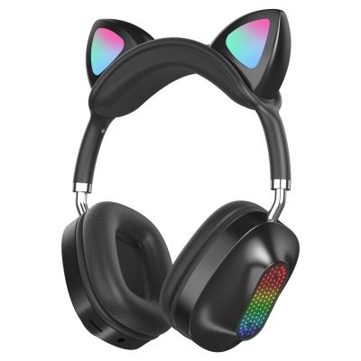 China Headband Pink Cat Earbuds Headphones With MIC Radio Led Cat Ear Gaming Headset for sale