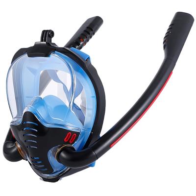 China ABS PC Reusable For Swimming Snorkeling Gear For Adults Double Tubes Swimming Diving Mask for sale