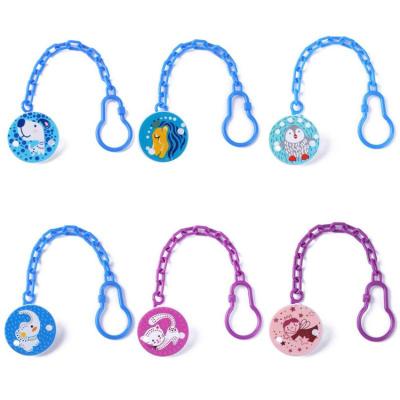 China New Design BPA Free Anti - Food Grade Safety Clip Dummy Baby Pacifier Chain Clip for sale