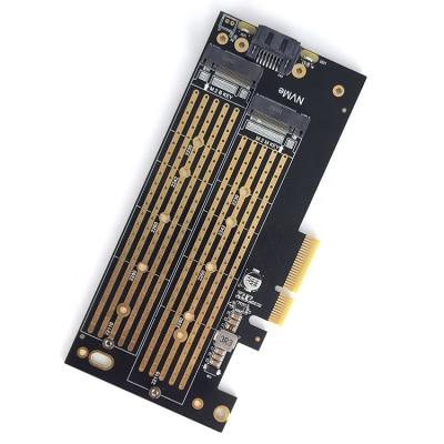 China upHere Dual M.2 PCIE Adapter M.2 NVME or SATA SSD to PCI Express Adapter with PCI Slot Cover 14*6.8*0.7cm for sale