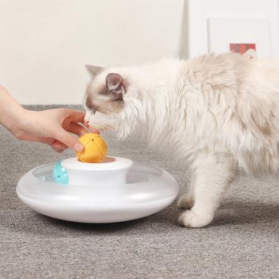 China New Viable Interactive Pet Cat Rotary Table Scratch Board Cat Play Dish Cat Toy for sale