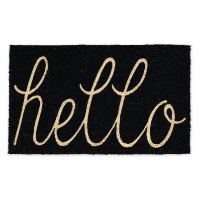 China Washable Custom Printed 100% Nylon Outdoor Black Gray Red Hello Mat Entrance Floor Mat for sale