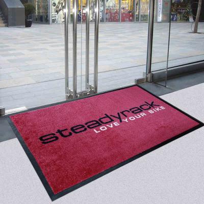 China Logo Nylon Printing Outdoor Mat Washable Custom Rubber Door Mat for sale