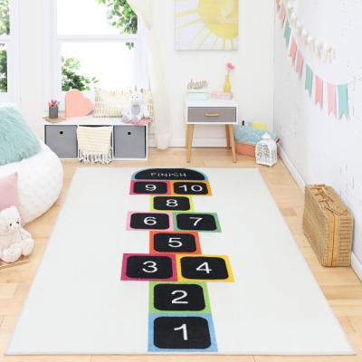 China Counting Mat Kids Game Hopscotch Game Room Washable Prismatic Mat Kids Educational Blanket for sale