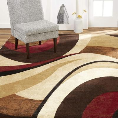 China Abstract Printed Washable Custom Nylon Brown / Red Modern Area Rug for sale