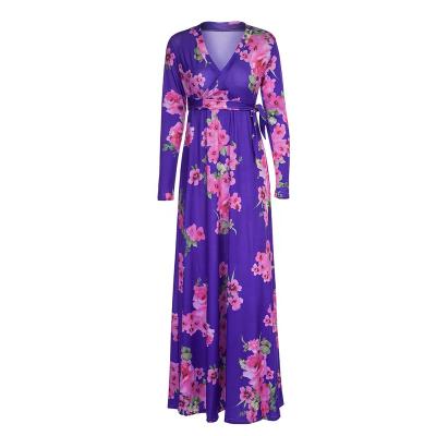 China Hot Selling 3 Sleeve Amanzon Anti-Wrinkle V-Neck Quarter Women Lady Floral Dress for sale