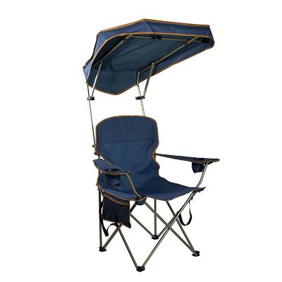 China Modern Easy-Carry Outdoor Double Cup Holder Beach Shade Comfort Hiding Fishing Folding Camping Chair With Canopy for sale