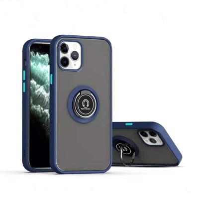 China Shockproof Shockproof 2 in 1 PC TPU Frosted Clear Case For iPhone XS XR 11 12 13 Pro Max Magnetic Metal Ring Cover for sale