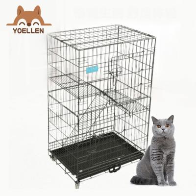 China Breathable Cat Cage Family Cat Villa Iron-Firing Folding Small 2 Story 3 Story 4 Story Indoor Cat House Pet Cage for sale