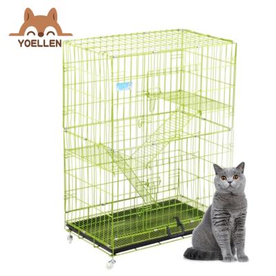 China Breathable Small 2 Story 3 Cat Cage Family Cat Villa 4 Story Nano Folding Indoor Cat House Pet Cage for sale