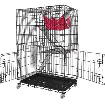 China Breathable Portable Folding Cat Cage Pet Crate Animal 3 Layers Indoor Outdoor Cat Villa for sale