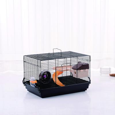 China Small Animal Hamster Cage Large Guinea Pig Cage Breathable Haven Habitat For Hamster Guinea Pig Gerbil Include Exercise Wheel Black for sale