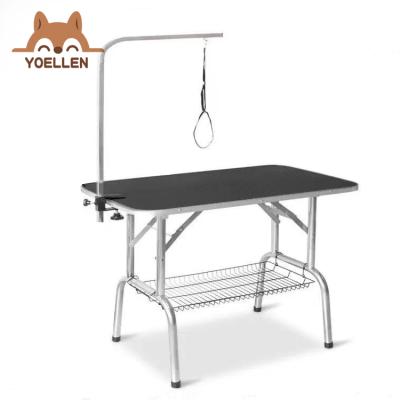 China Viable Adjustable Dog Grooming Table For Professional Small Size Stainless Steel Frame Foldable Pet Table Grooming Table for sale