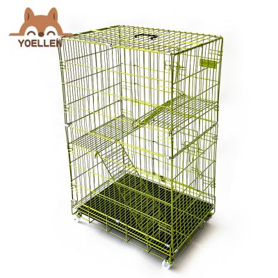 China Galvanized Collapsible Foldable Multi-Storey Cat Carriers Metal Large Cats Cage for sale