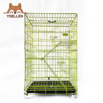 China Galvanized Collapsible Foldable Multi-Storey Cat Carriers Metal Large Cats Cage for sale