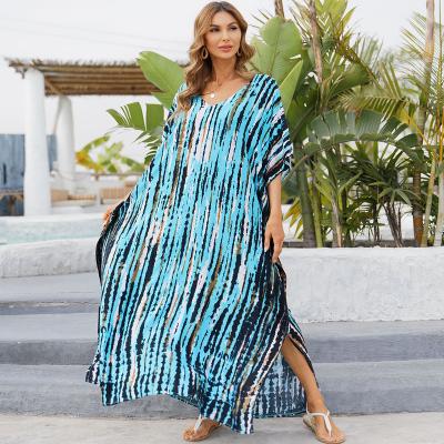 China Plus Size Summer Wear Plus Size Print Swimwear Swimwear Long Beach Loose Cover Up Fashion Beach Wear for sale