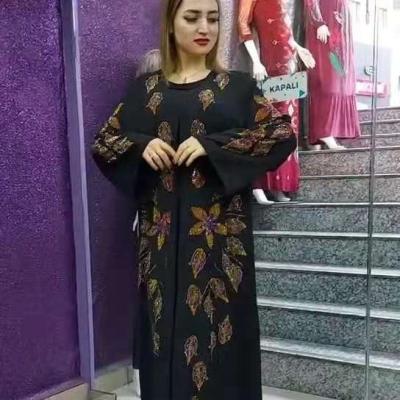 China Viable Muslim women with diamond-encrusted robe cardigan jacket for spring and winter fabrics with stretch for sale