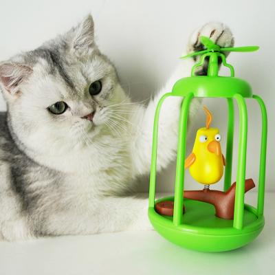 China 2022 Funny New Amazon Hot Viable Toy Bird Cage Interactive Motorized Movement Cat Toys Cat Training Play Toy Squeak Pet for sale