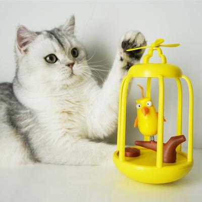 China 2022 New Design Attractive Induction Windmill Toys Luxury Durable Bird Cage Toy Stimulating Pet Cat Toys Interactive for sale