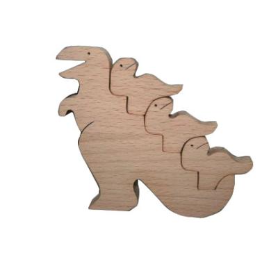 China 100% Handmade Wooden Puzzle Nursery Decoration Wooden Animal Family Dinosaur Expecting Parents Gift for sale