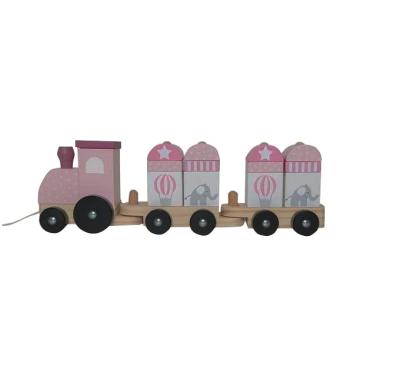 China 100% Handmade Colorful Wooden Block Train Reciprocating Long Train Toys for sale